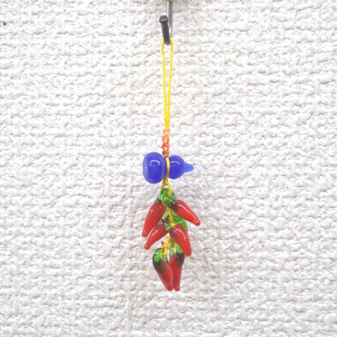 メール便OK】 唐辛子 とうがらしストラップ 瓢箪 青 : 横浜中華