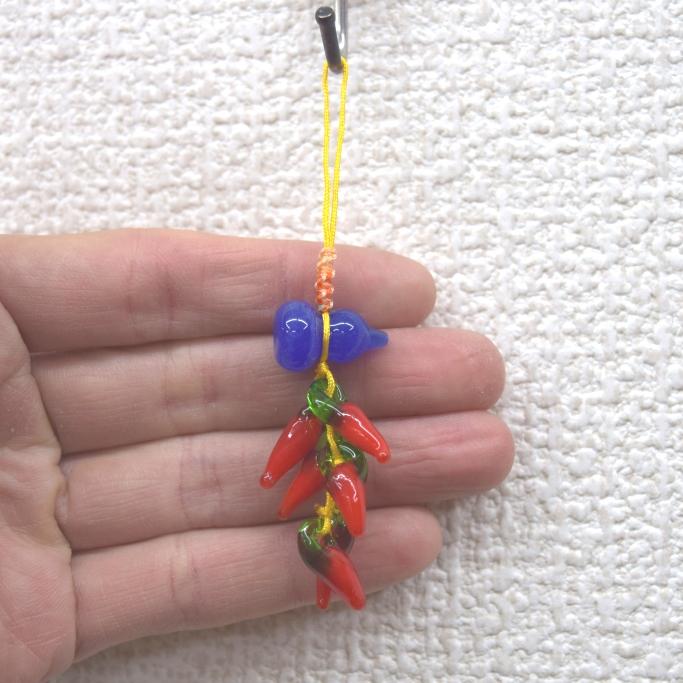 メール便OK】 唐辛子 とうがらしストラップ 瓢箪 青 : 横浜中華