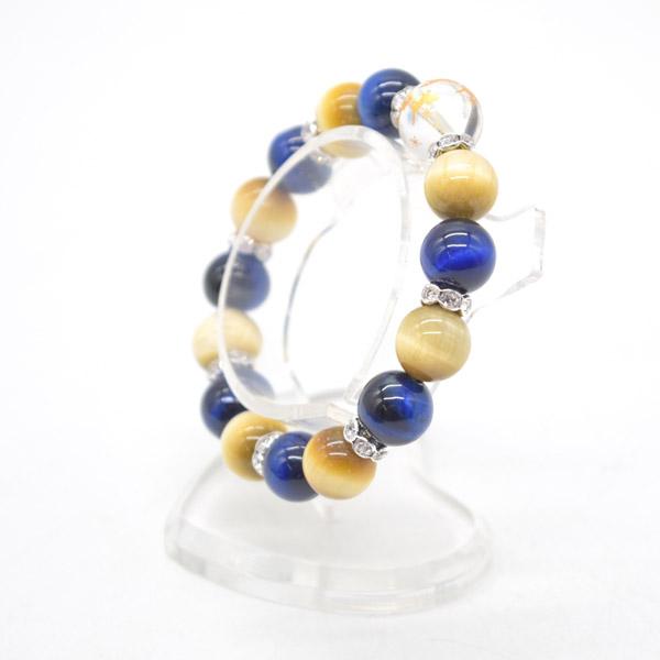 八頭馬彫り水晶パーツ付き ブレスレット ゴールデンタイガーアイ ブルータイガーアイ 天然石アクセサリー |  | 01