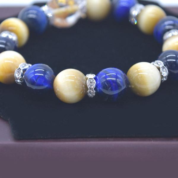 八頭馬彫り水晶パーツ付き ブレスレット ゴールデンタイガーアイ ブルータイガーアイ 天然石アクセサリー |  | 03