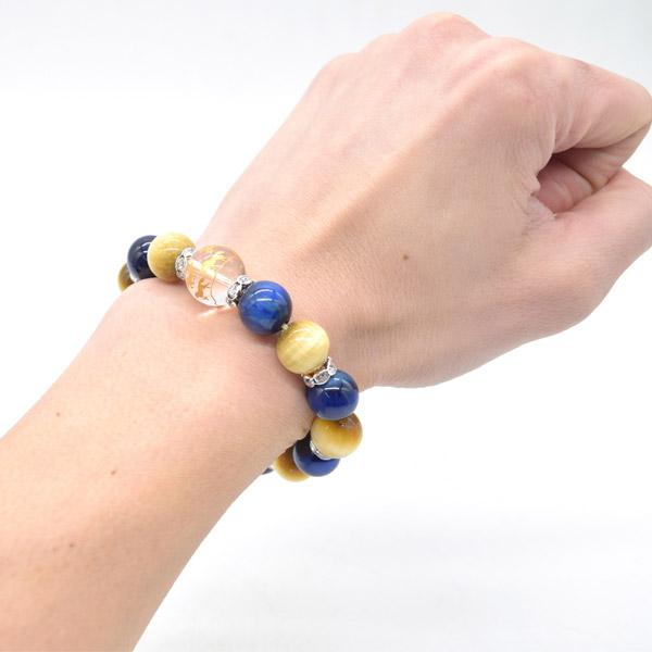 八頭馬彫り水晶パーツ付き ブレスレット ゴールデンタイガーアイ ブルータイガーアイ 天然石アクセサリー |  | 04