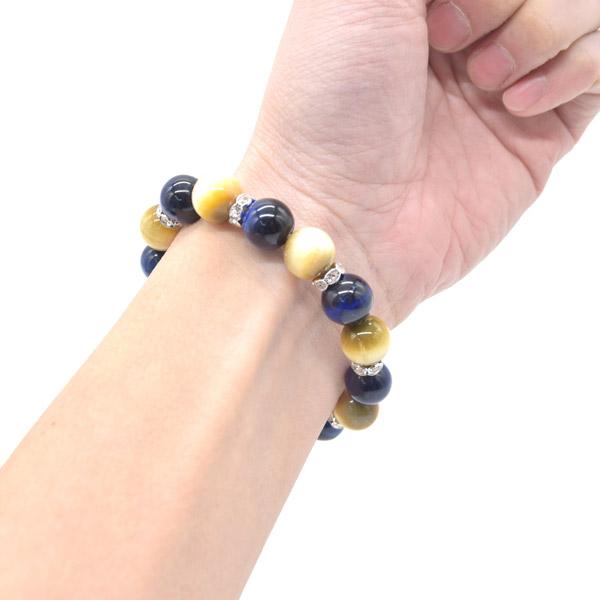 八頭馬彫り水晶パーツ付き ブレスレット ゴールデンタイガーアイ ブルータイガーアイ 天然石アクセサリー |  | 05