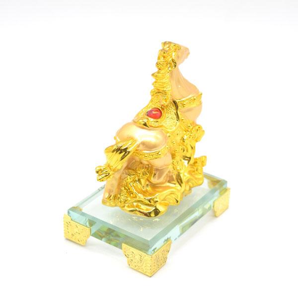 午 馬 置物 金色 12cm ガラス台座 樹脂製 干支 十二支 うまくいく |  | 02