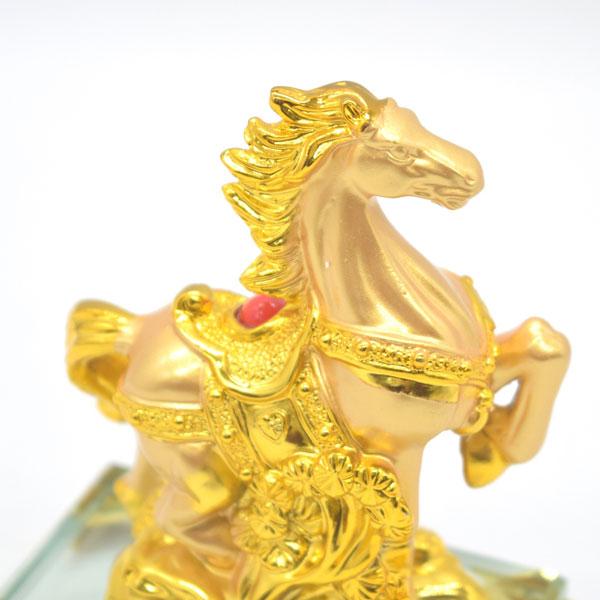午 馬 置物 金色 12cm ガラス台座 樹脂製 干支 十二支 うまくいく |  | 08