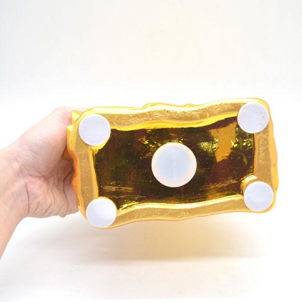 午 馬 貯金箱 置物 24cm 陶器製 金色 中 干支 十二支 うまくいく