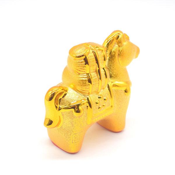 午 馬 置物 10cm 陶器製 チヂミ柄 デフォルメ仕様 金色 小 干支 十二支 うまくいく |  | 04