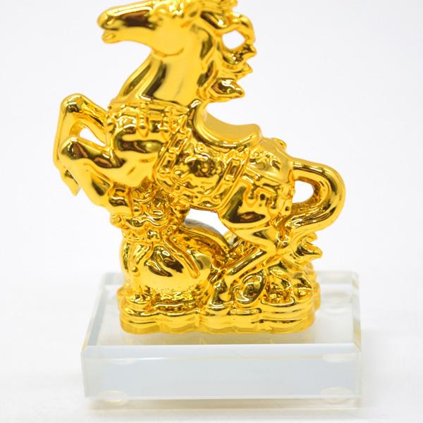 午 馬 置物 樹脂製 7.5cm ガラス台座 巾着 古銭 2デザインから選べる