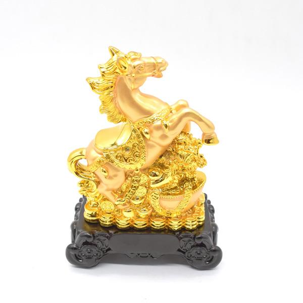 午 馬 置物 金色 18cm 黒台座 樹脂製 白菜 干支 十二支 うまくいく |  | 03