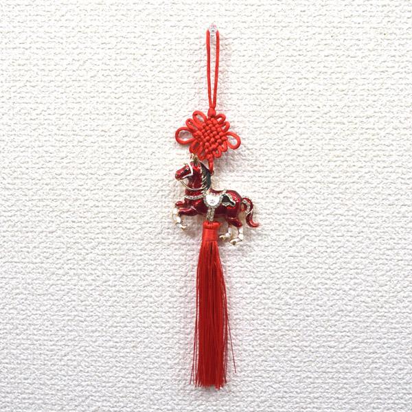 【メール便OK】 4色から選べる 七宝の根付 午 馬の置物 27cm ウマ ラインストーン付き 金属製雑貨 |  | 05