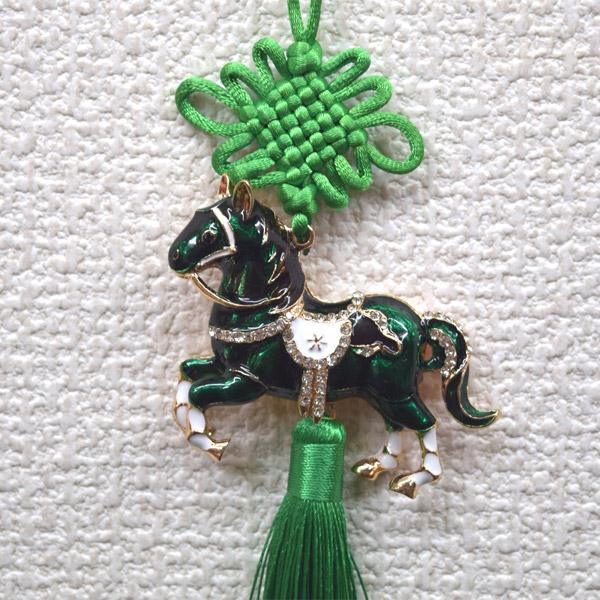 【メール便OK】 4色から選べる 七宝の根付 午 馬の置物 27cm ウマ ラインストーン付き 金属製雑貨 |  | 03