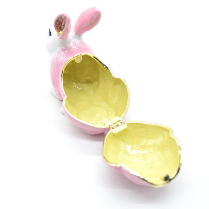 うさぎ 卯 兎 ピンク 白頭 小物入れ 七宝焼き ラインストーン