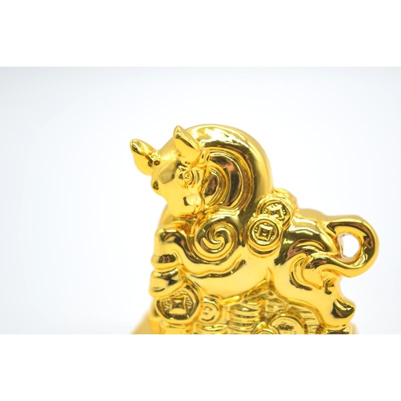 黄銅 牛 金色の置物 約14cm 黄銅 牛 金色の置物 約14cm