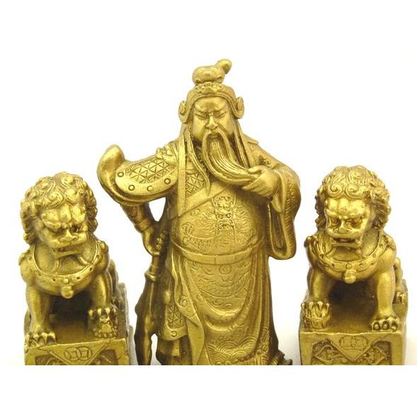 関羽 獅子 しし 置物 元宝 銅杯 古銭 金運 商売運 魔除け 初めての風水セット |  | 01