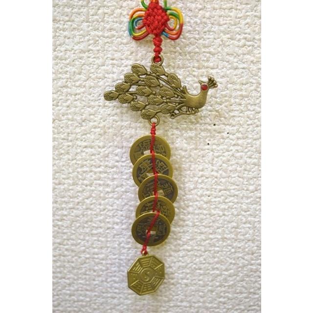 メール便OK】 五帝銭 根付 銅製 鳳凰つき レプリカ中国古銭 赤 : 横浜