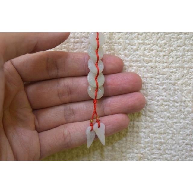 メール便OK】 翡翠 古銭 五連 根付 ストラップ 14cm : 横浜中華街龍