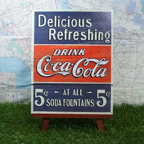 ブリキ看板】Coca-Cola／コカ・コーラ Delicious 5¢ : RYUKYU SHOWCASE