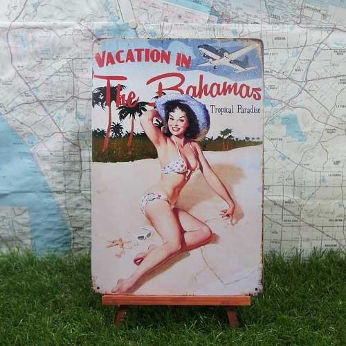 今日の超目玉 ブリキ看板 Pin Up Girl ピンナップガール Bahamas その他インテリア雑貨 小物 Www We Job Com