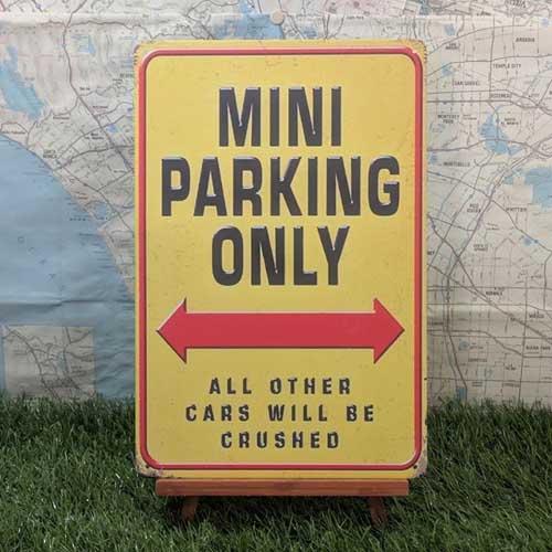 ミニクーパー　看板 ブリキ看板】Mini Cooper／ミニ・クーパー Mini Parking Only -L