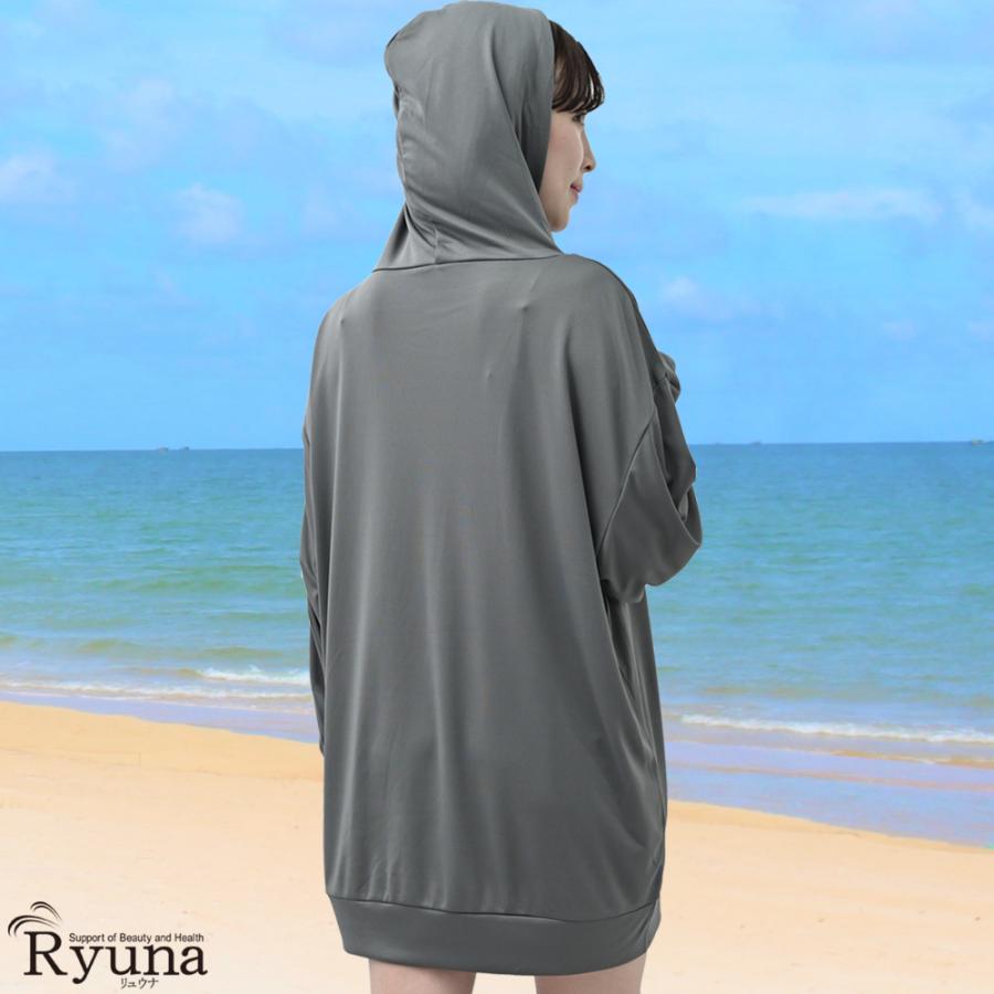 ラッシュガード レディース 長袖 UVケア 吸水速乾 接触冷感 おしゃれ フードあり 大きめ フリーサイズ 水陸両用 水着 体型カバー 上着 プルオーバー 紫外線 CB01 |  | 04