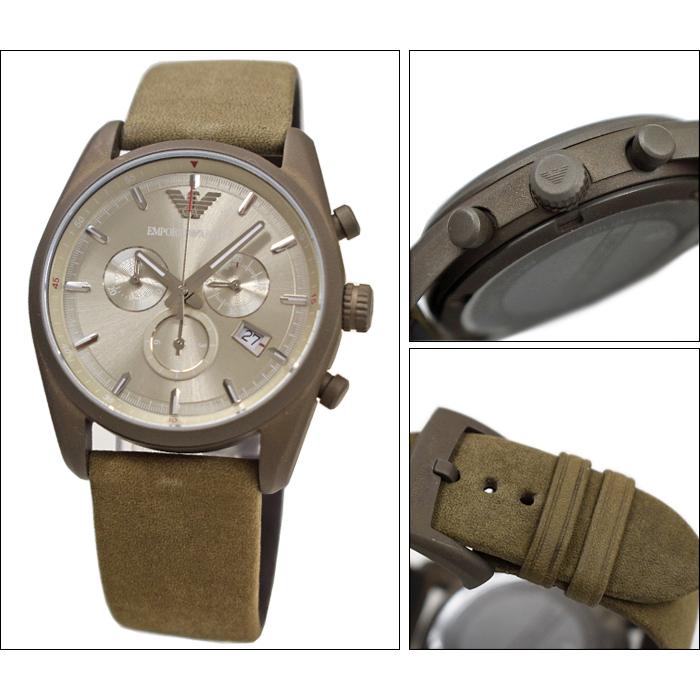 時計 エンポリオアルマーニ AR6076 腕時計 メンズシルバー カーキ レザー (k-15)｜ryus-select｜02