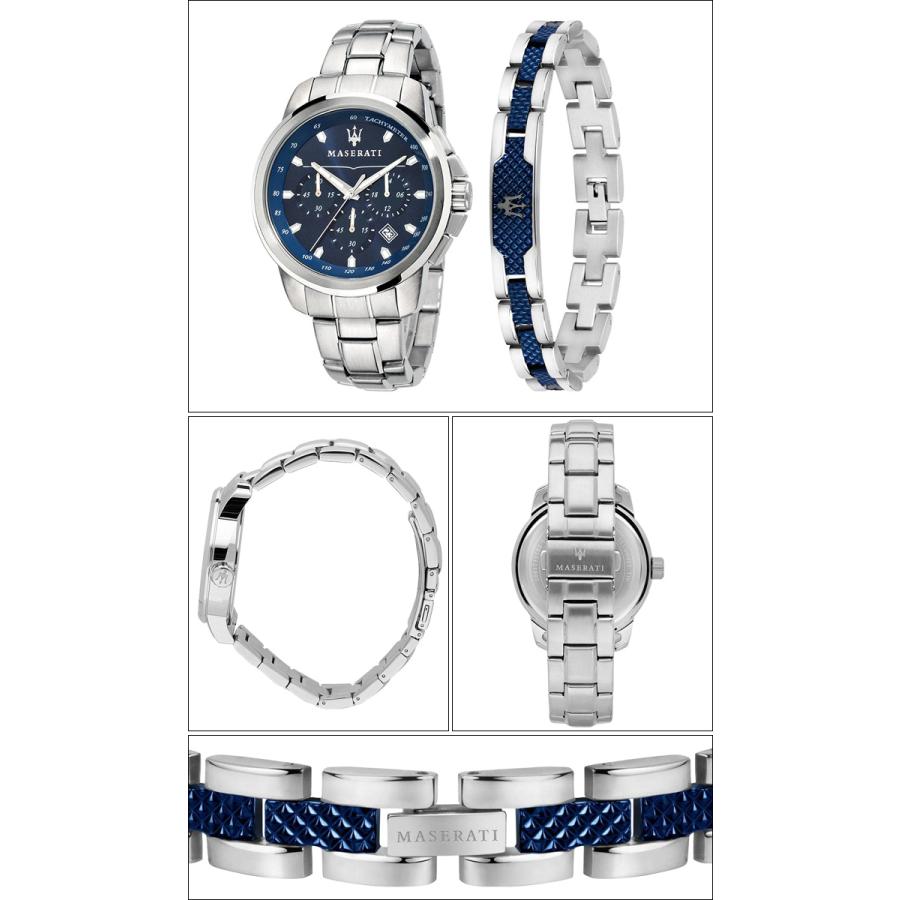 (SALE！)マセラティ 時計 (2)R8851121016 腕時計 メンズ シルバー ブルー ブレスレットセット ギフト ブランドウォッチ