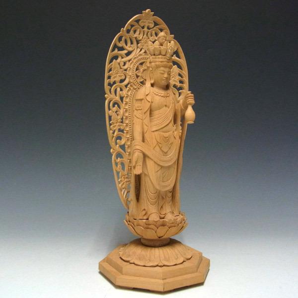 十一面観音菩薩 立像 高さ29cm 柘植製 木彫り 仏像 : 仏像と縁起物の