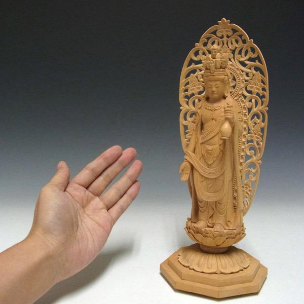 十一面観音菩薩 立像 高さ29cm 柘植製 木彫り 仏像 : 仏像と縁起物の