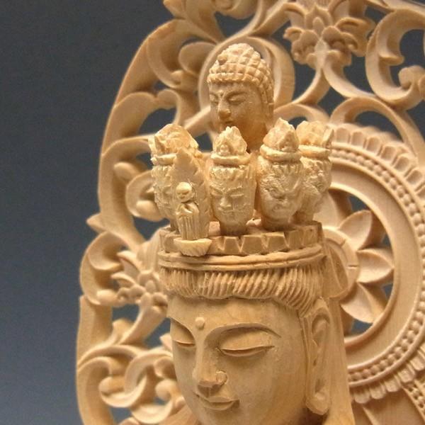 十一面観音菩薩 立像 高さ34cm 桧製 木彫り 仏像 : 仏像と縁起物の専門
