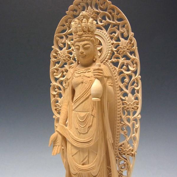 観音菩薩像　木製仏像彫刻 仏像専門店 仏像屋 / 天然ツゲ 黄楊 柘植 木彫り彫刻観音像 観音菩薩坐像