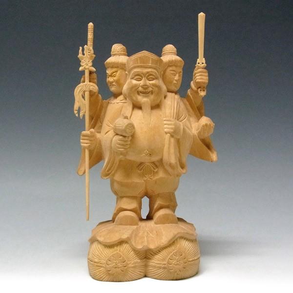 三面大黒天像 高さ16cm 柘植製 木彫り 仏像 : 仏像と縁起物の