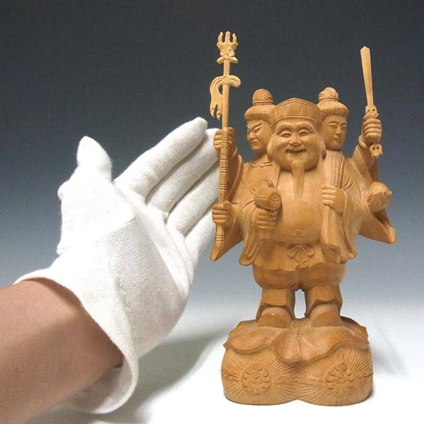 三面大黒天 立像 高さ16cm 柘植製 木彫り 仏像 : 仏像と縁起物の専門店