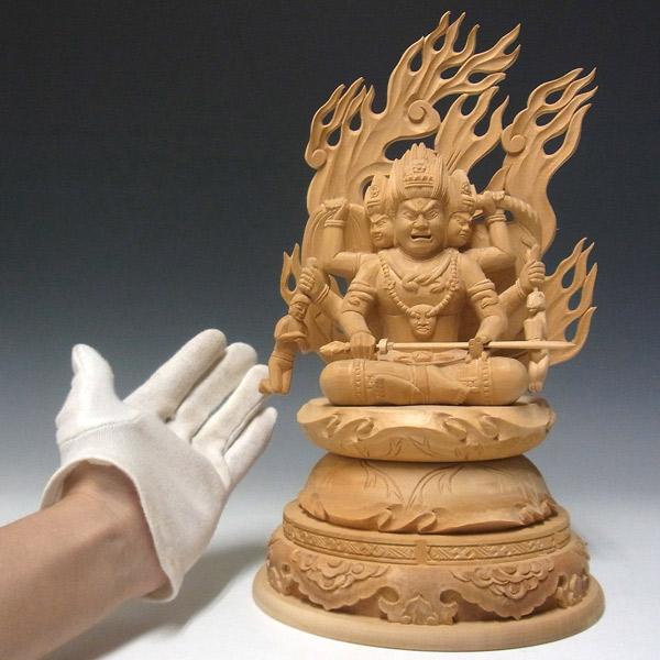三面大黒天 高さ32cm 桧製 木彫り 仏像 : 仏像と縁起物の専門店 龍祥