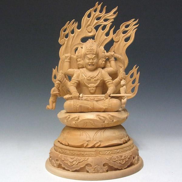 三面大黒天 高さ32cm 桧製 木彫り 仏像 : 仏像と縁起物の専門店 龍祥