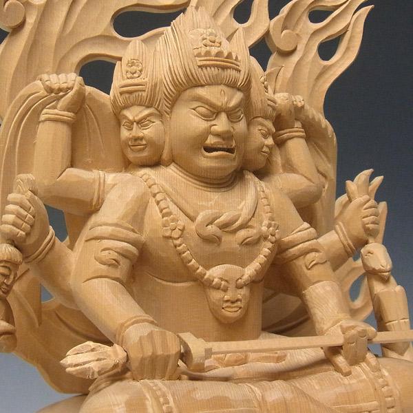 三面大黒天 高さ32cm 桧製 木彫り 仏像 : 仏像と縁起物の専門店 龍祥