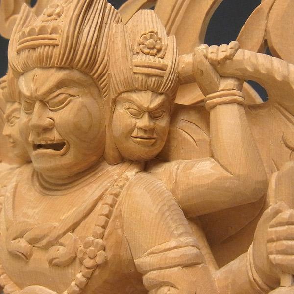三面大黒天 高さ32cm 桧製 木彫り 仏像 : 仏像と縁起物の専門店 龍祥