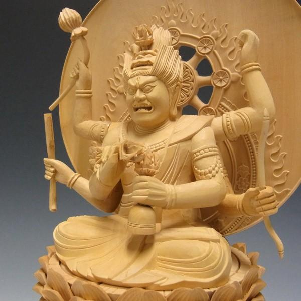 愛染明王 坐像 高さ30cm 柘植製 木彫り 仏像 : 仏像と縁起物の専門店