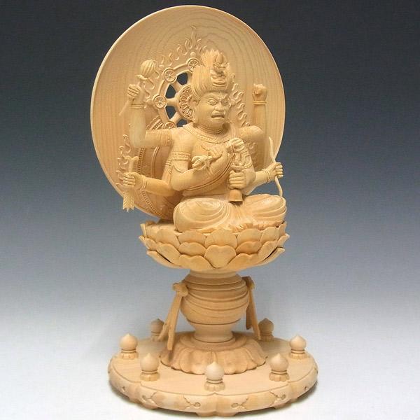 新作 天然木檜材を使用 高30cm 仏教工芸 仏師手仕上げ品 愛染明王座像 愛染明王 坐像 高さ28cm 桧製 木彫り 仏像 : 仏像と縁起物の専門店 龍