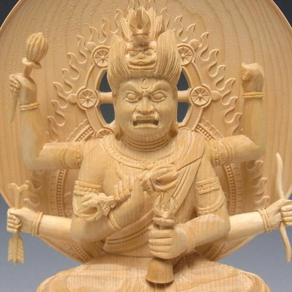 愛染明王 坐像 高さ28cm 桧製 木彫り 仏像 : 仏像と縁起物の専門店 龍