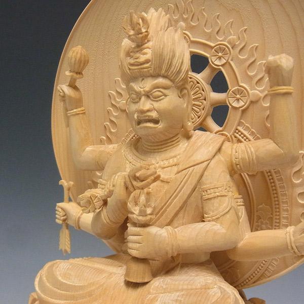愛染明王 坐像 高さ28cm 桧製 木彫り 仏像 : 仏像と縁起物の専門店 龍