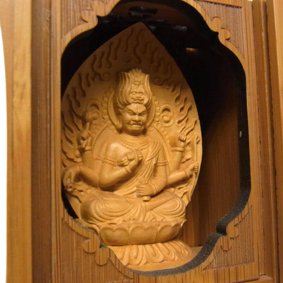 愛染明王 竹厨子入り仏像 木彫り : 仏像と縁起物の専門店 龍祥本舗