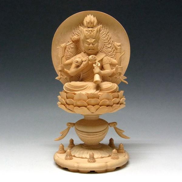 愛染明王 坐像 高さ23cm 桧製 木彫り 仏像 :aizen-9-UNK:仏像と縁起物 