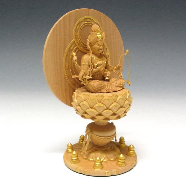 木彫り 仏像 金彩愛染明王 坐像 高さ11.5cm 柘植製 : 仏像と 木彫り 仏像 金彩愛染明王 坐像 高さ11.5cm 柘植製 : 仏像と