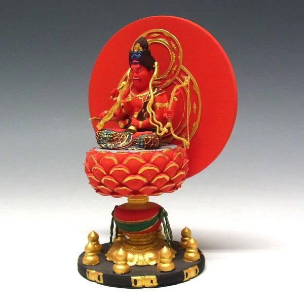 木彫り 仏像 彩色愛染明王 坐像 高さ11.5cm 柘植製 : 仏像と