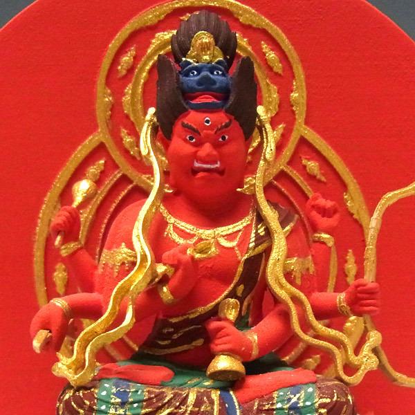 木彫り 仏像 彩色愛染明王 坐像 高さ11.5cm 柘植製 : 仏像と縁起物の