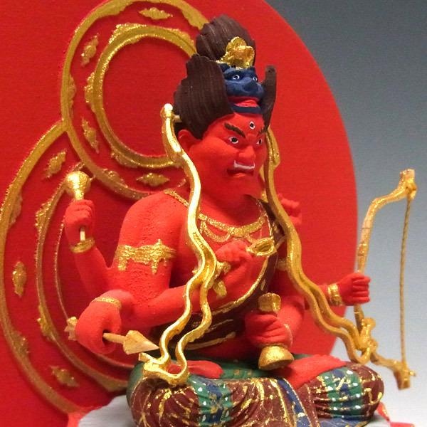 仏教美術 木彫 愛染明王坐像 極彩色仕上げ 仏像 総高12cm 仏教美術 木彫 愛染明王坐像 極彩色仕上げ 仏像 総高12cm