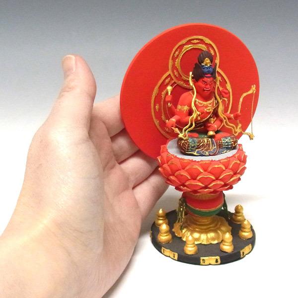 木彫り 仏像 彩色愛染明王 坐像 高さ11.5cm 柘植製 : 仏像と縁起物の