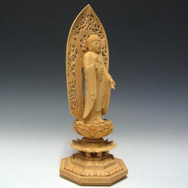 阿弥陀如来 立像 高さ33cm 柘植製 木彫り 仏像 : 仏像と縁起物の専門店