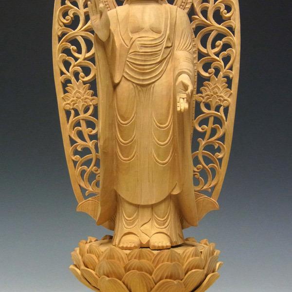 阿弥陀如来 立像 高さ33cm 柘植製 木彫り 仏像 : 仏像と縁起物の専門店