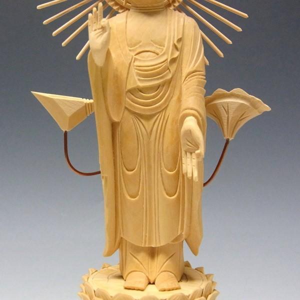 阿弥陀如来 立像 高さ27cm 柘植製 木彫り 仏像 : 仏像と縁起物の