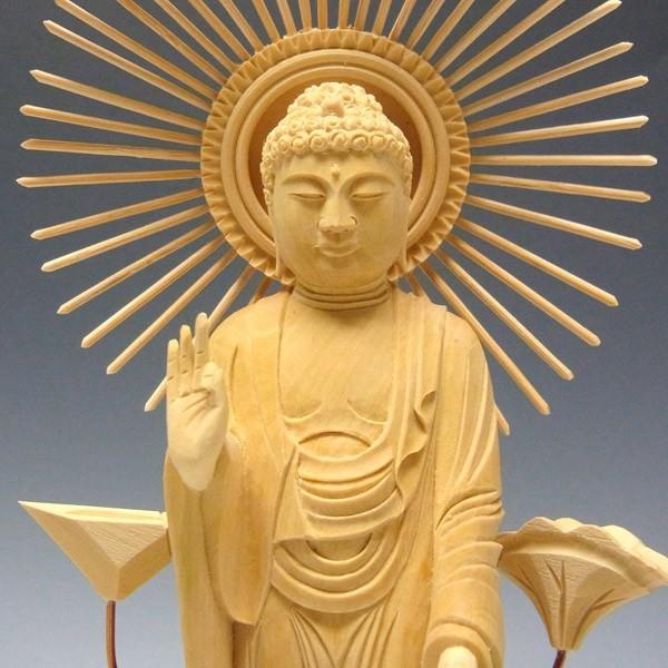 阿弥陀如来 立像 高さ27cm 柘植製 木彫り 仏像 : 仏像と縁起物の